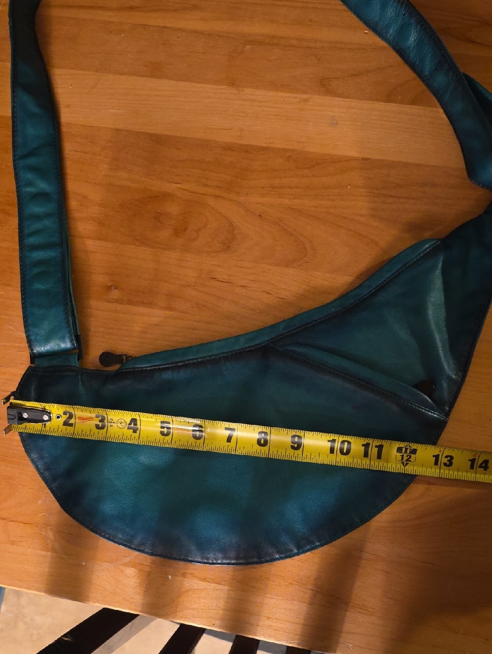 Turquoise Distressed Leather Half Sash Bag - Picture 5 of 6